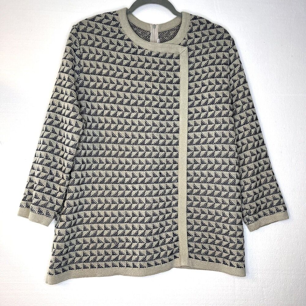 Castlebrook Vintage Geometric Print Knit Asymmetrical Front Sweater size 20